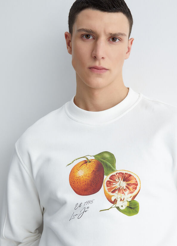 Men's Liu Jo With Orange Print Sweaters White | DQX-870256