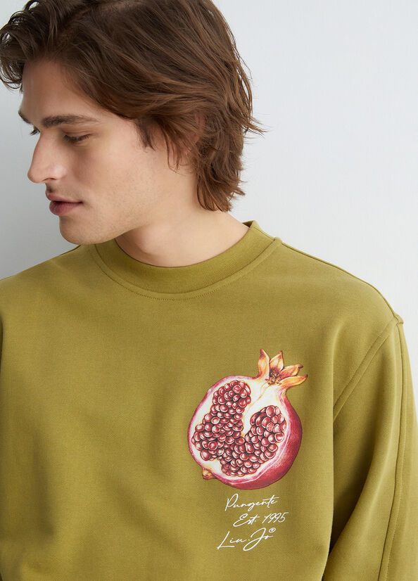 Men's Liu Jo With Pomegranate Print Sweaters Olive | BNO-947285