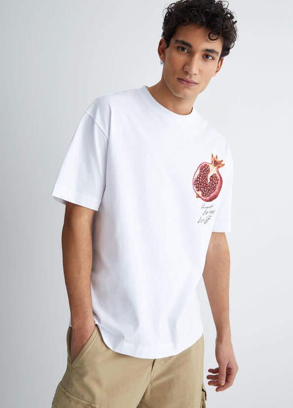 Men\'s Liu Jo With Pomegranate T Shirts White | EGM-160435