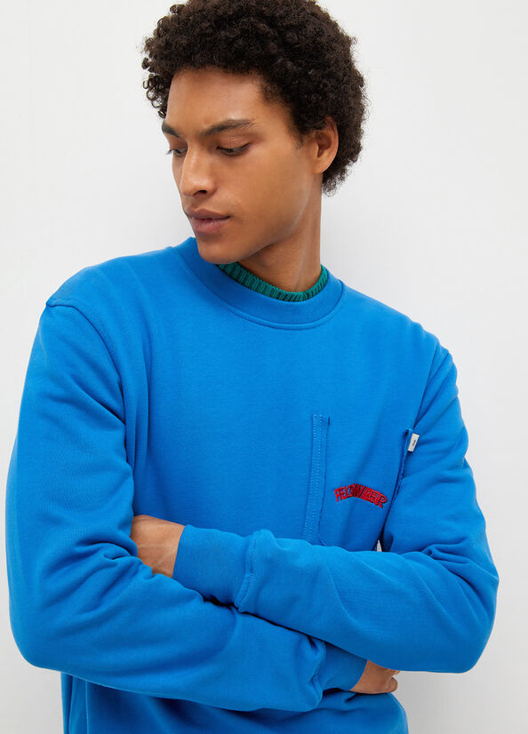 Men's Liu Jo With Print On The Back Sweaters Royal Blue | UCN-328705