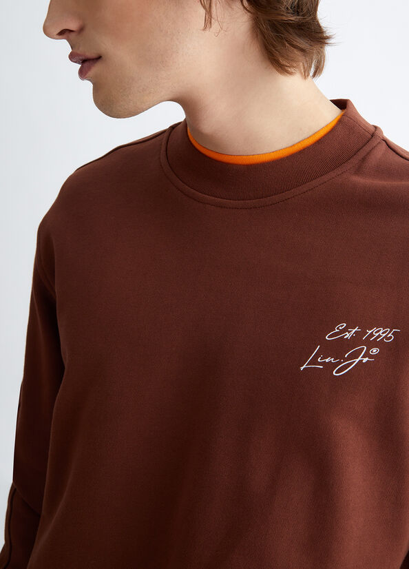 Men's Liu Jo With Print On The Back Sweaters Brown | YFE-807612