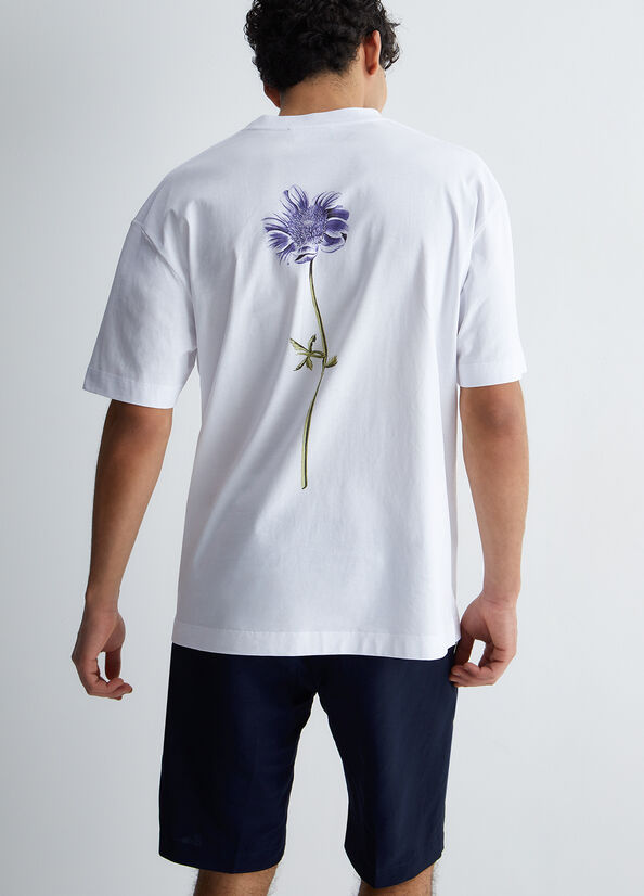 Men's Liu Jo With Tulip On The Back T Shirts White | SMB-235086