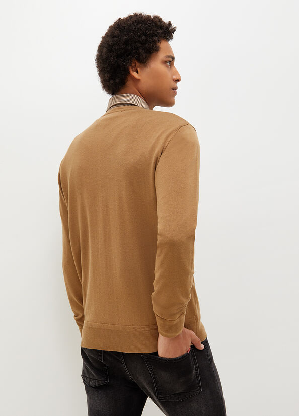 Men's Liu Jo Wool And Cotton Sweaters Brown | CPB-749683