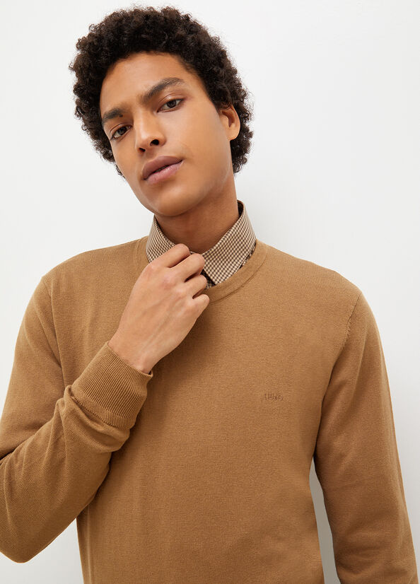 Men's Liu Jo Wool And Cotton Sweaters Brown | CPB-749683