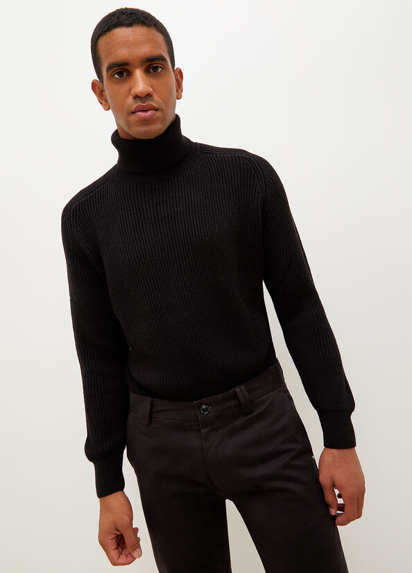 Men\'s Liu Jo Woollen Turtleneck Sweaters Black | CFB-291768