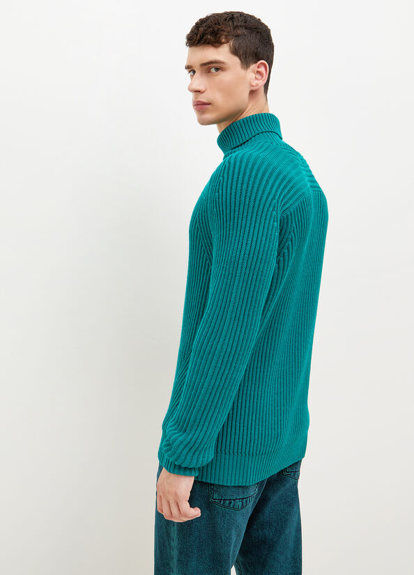 Men's Liu Jo Woollen Turtleneck Sweaters Green | OFE-024173