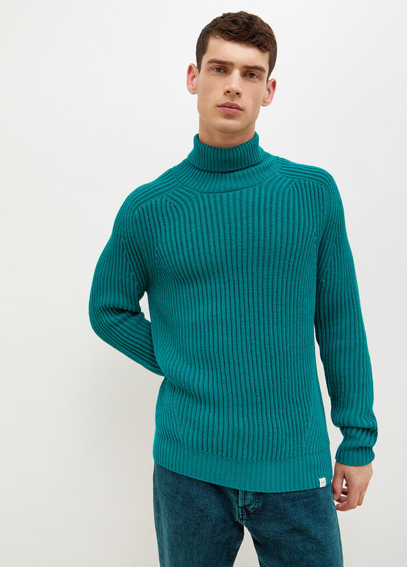 Men\'s Liu Jo Woollen Turtleneck Sweaters Green | OFE-024173