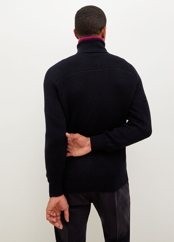 Men's Liu Jo Woollen Turtleneck Sweaters Dark Blue | VPH-842096