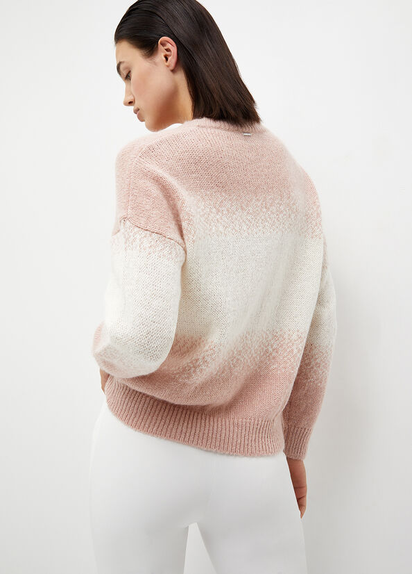 Women's Liu Jo Alpaca Blend Sweaters Pink / White | DVJ-460518