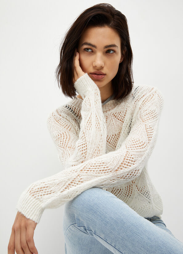 Women's Liu Jo Alpaca Blend Sweaters White | TLA-652018