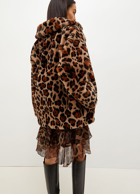 Women's Liu Jo Animal Print In Synthetic Fur Coats Brown | JVT-314572