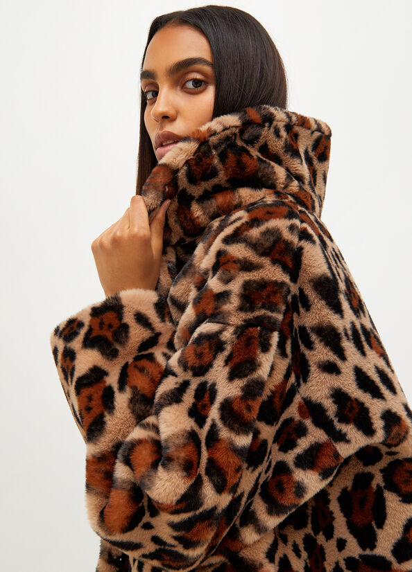 Women's Liu Jo Animal Print In Synthetic Fur Coats Brown | JVT-314572