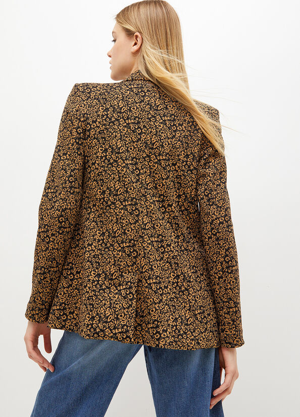 Women's Liu Jo Animal-Print Jersey Blazer Jackets Copper | FTY-530964