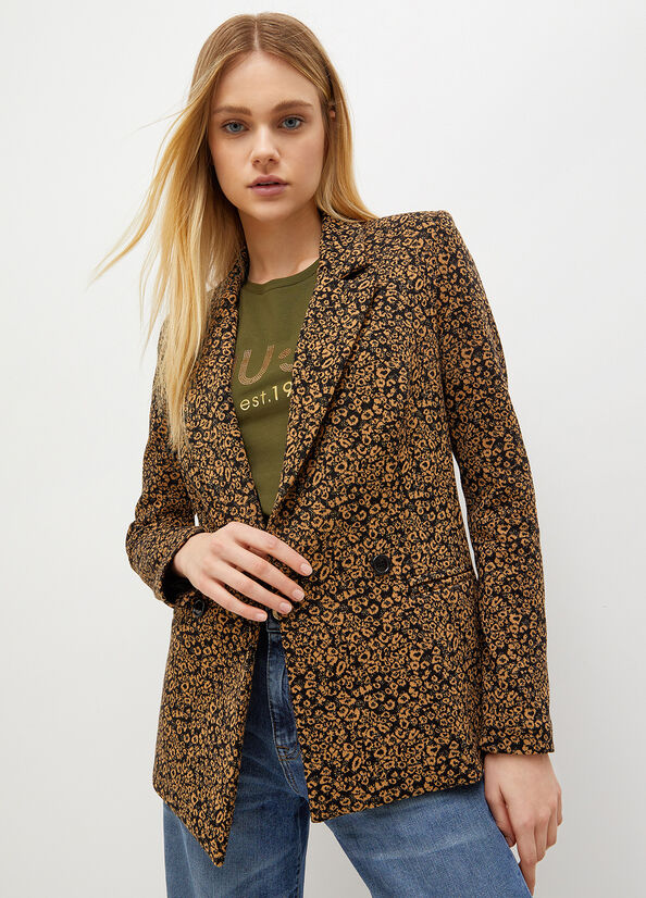 Women\'s Liu Jo Animal-Print Jersey Blazer Jackets Copper | FTY-530964