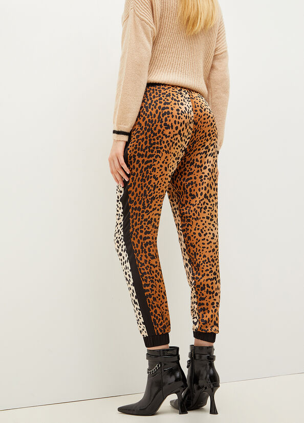 Women's Liu Jo Animal-Print Jogging Pants Brown | HVB-287496