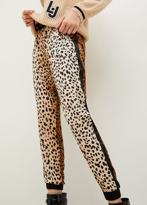 Women's Liu Jo Animal-Print Jogging Pants Brown | HVB-287496