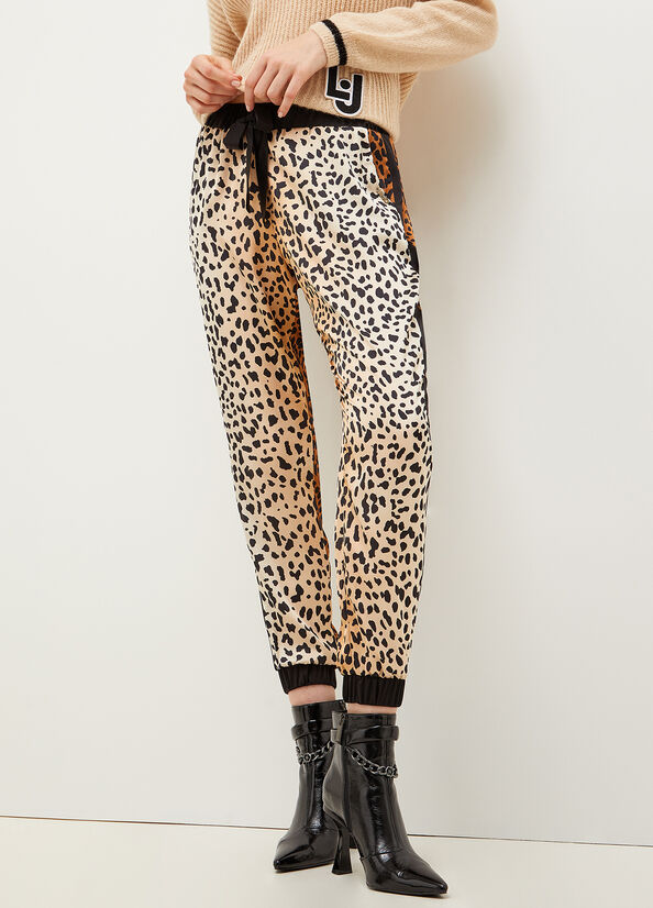 Women\'s Liu Jo Animal-Print Jogging Pants Brown | HVB-287496