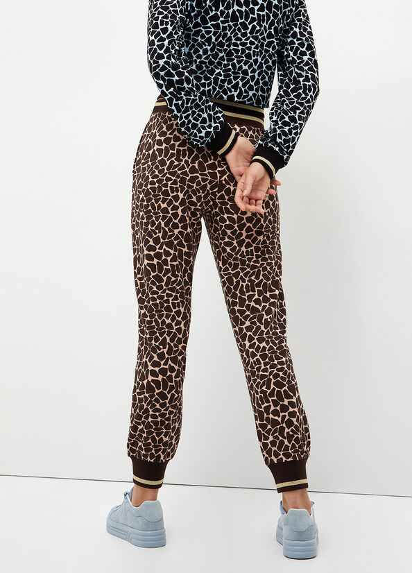 Women's Liu Jo Animal-Print Jogging Pants Brown | TNZ-275630