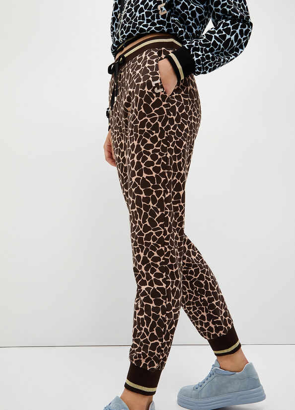 Women's Liu Jo Animal-Print Jogging Pants Brown | TNZ-275630