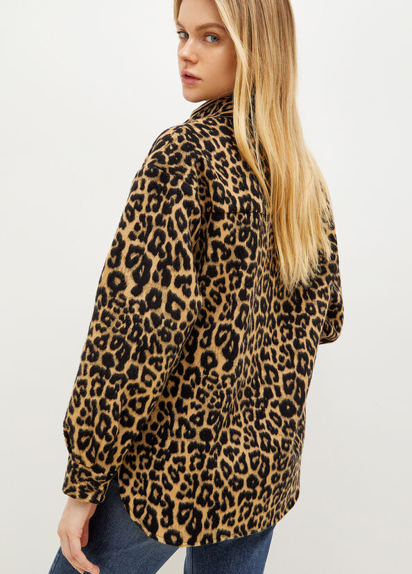 Women's Liu Jo Animal Print Over With Rhinestones Jackets Brown | BHS-412980