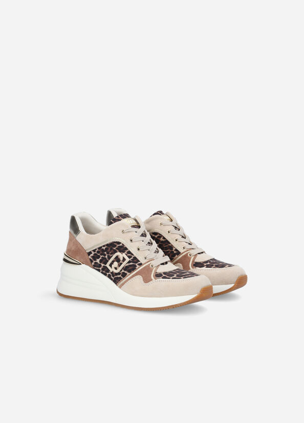 Women's Liu Jo Animal Print Sneakers Brown | KOZ-274930