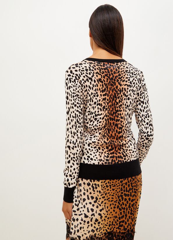 Women's Liu Jo Animal Print Sweaters Black | FNI-037126