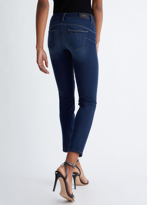 Women's Liu Jo Bottom Up Skinny Jeans Dark Blue | IBD-210463