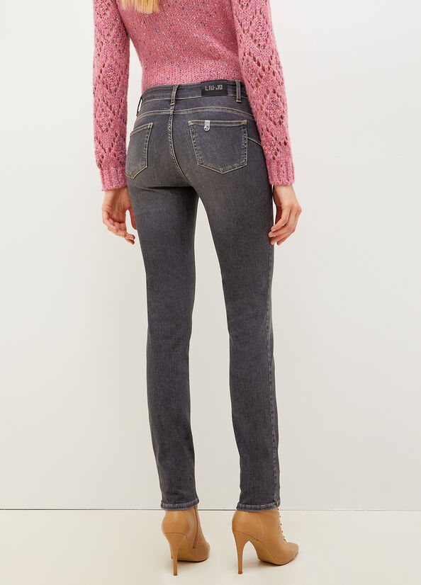 Women's Liu Jo Bottom Up Slim-Fit Jeans Dark Grey | UFL-058734