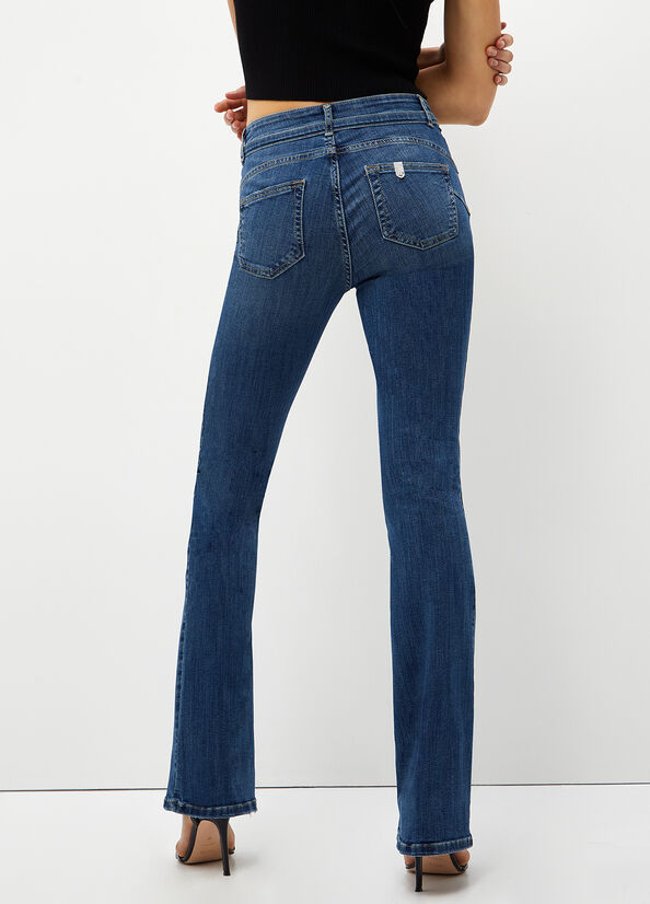 Women's Liu Jo Bottom Up Straight-Fit Jeans Dark Blue | CXM-287691