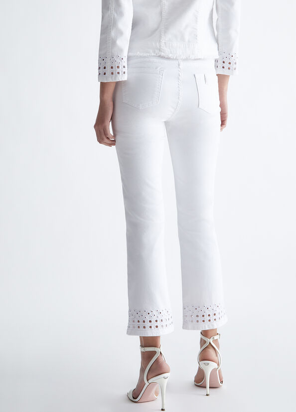 Women's Liu Jo Bottom Up With Embroidery Pants White | UAE-820951