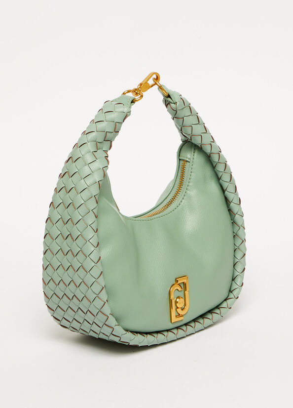 Women's Liu Jo Braided Shoulder With Logo Shoulder Bags Mint | WIG-290318