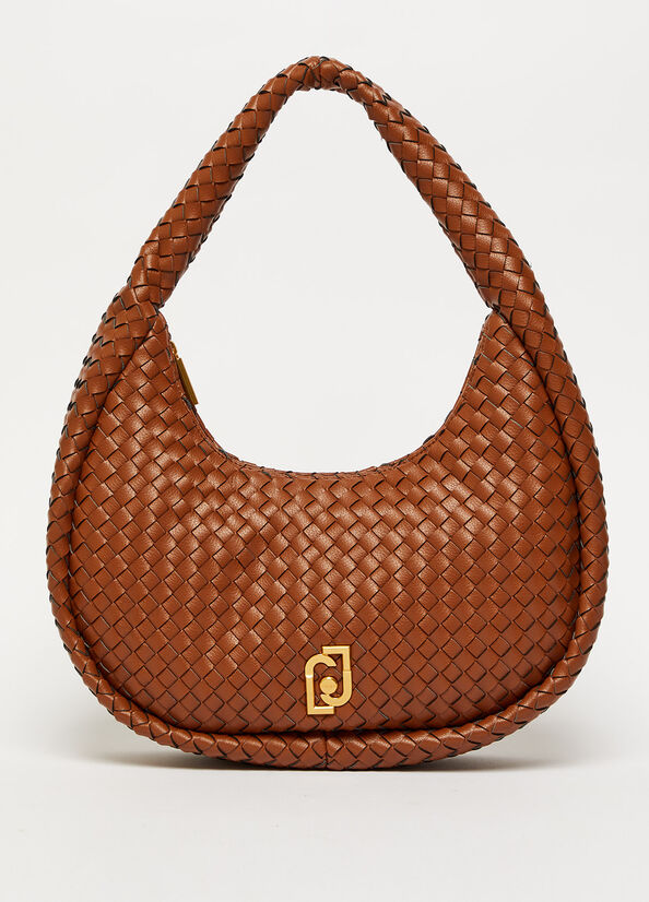 Women's Liu Jo Braided With Logo Shoulder Bags Brown | BRM-894720