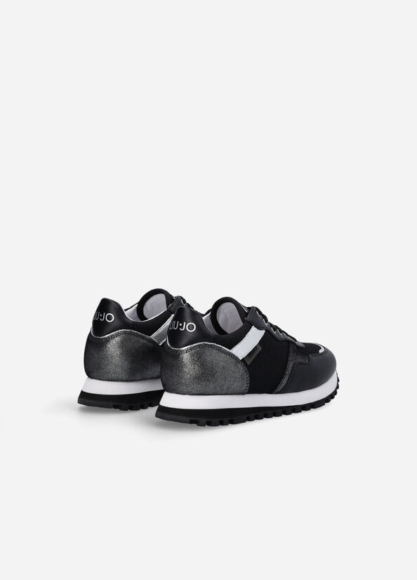 Women's Liu Jo Brighty Mesh Sneakers Black | BYJ-390178