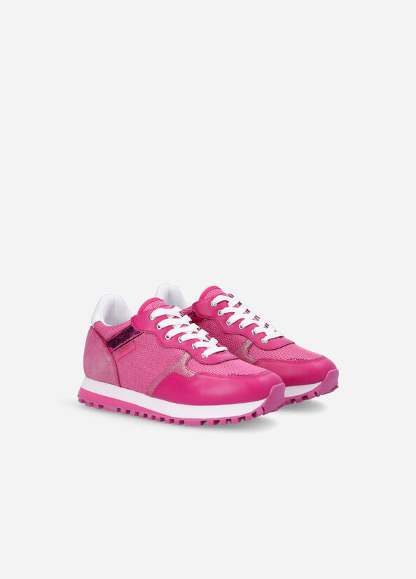 Women's Liu Jo Brighty Mesh Sneakers Fuchsia | KQT-821409