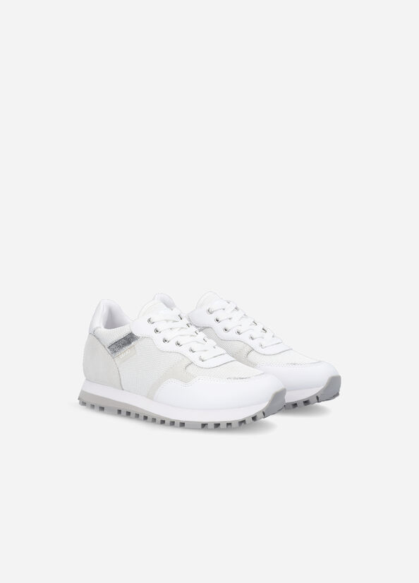 Women's Liu Jo Brighty Mesh Sneakers White | AIV-297813