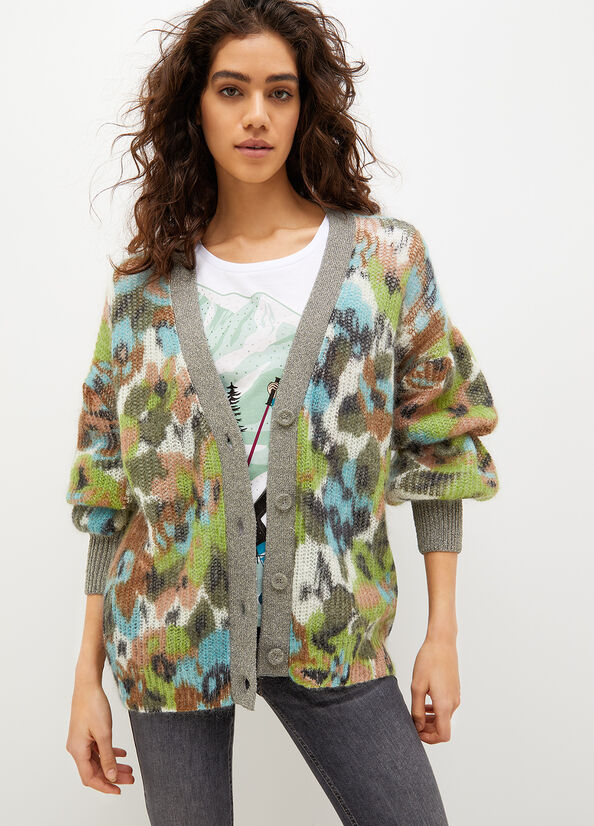 Women\'s Liu Jo Camou Jacquard Cardigan Sweaters Flower | CQA-043216