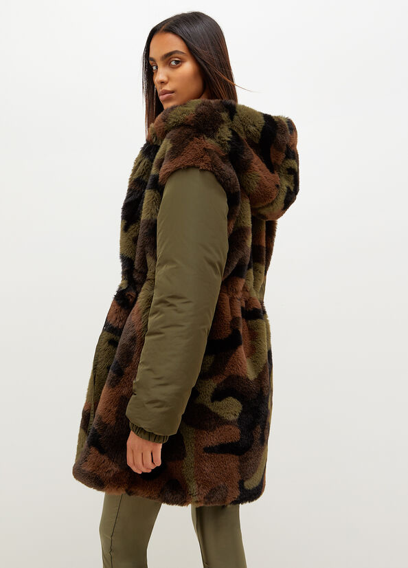 Women's Liu Jo Camouflage Hooded Coats Olive | RSC-173640