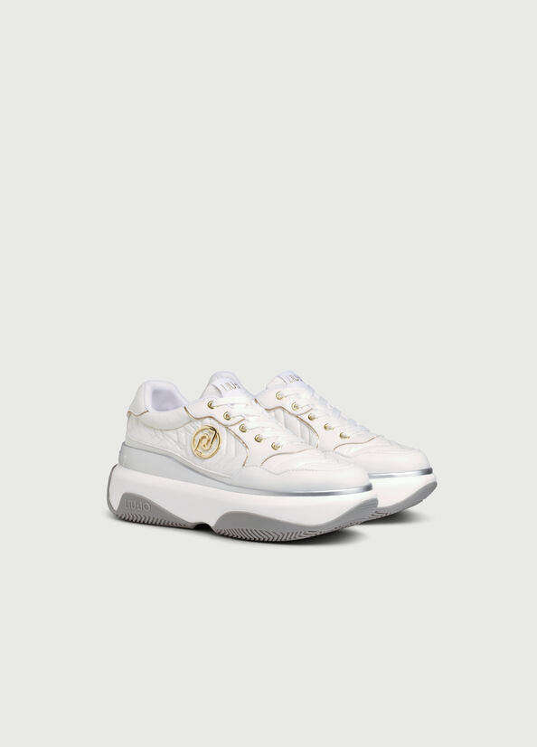 Women's Liu Jo Chunky With Logo Sneakers White | EGT-831957