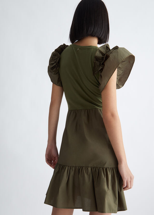 Women's Liu Jo Cotton Dress Olive | WGZ-738125