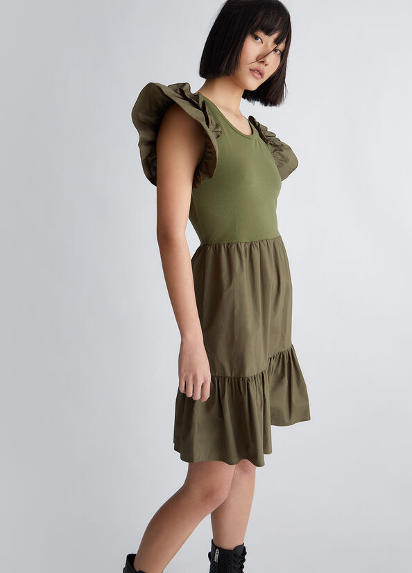 Women\'s Liu Jo Cotton Dress Olive | WGZ-738125