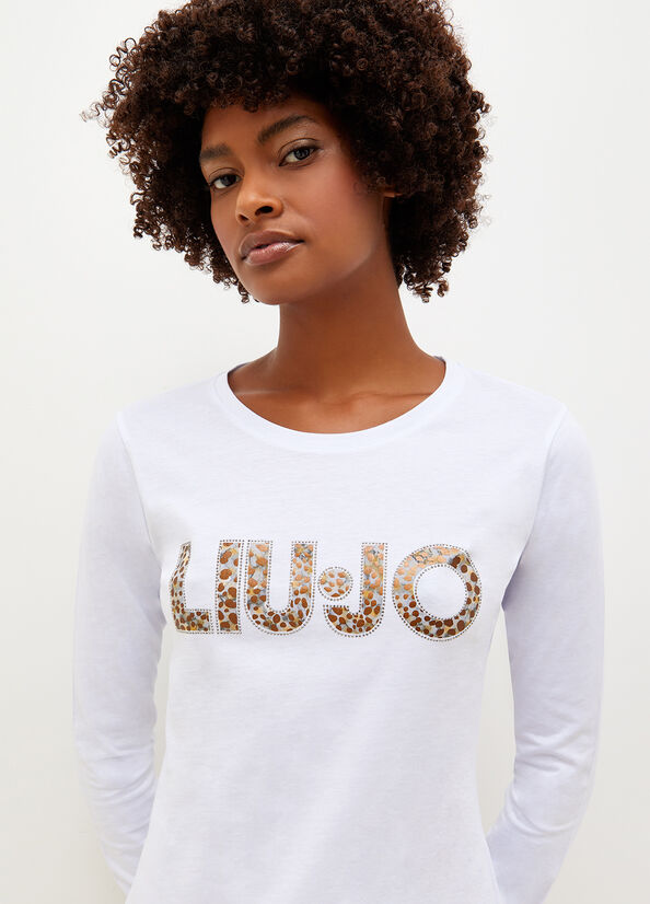 Women's Liu Jo Cotton With Logo T Shirts White | URO-736029