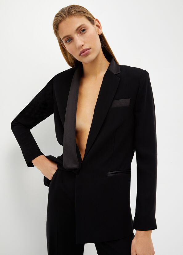 Women\'s Liu Jo Crepe Blazer Jackets Black | MGJ-307216