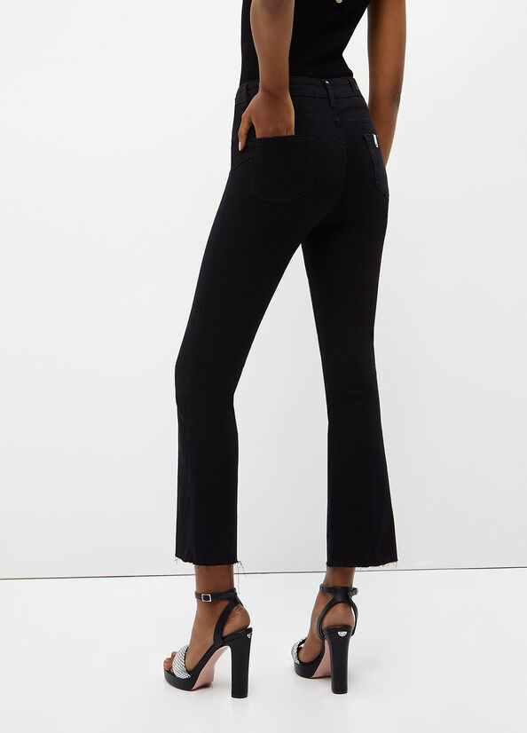 Women's Liu Jo Cropped Bottom Up Skinny Jeans Black | YMI-910357