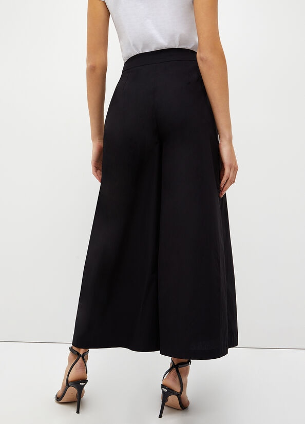 Women's Liu Jo Cropped Poplin Pants Black | USY-306925