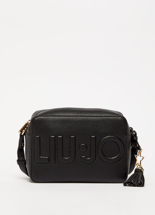 Women's Liu Jo Crossbody With Maxi Logo Crossbody Bags Black | KTY-327156