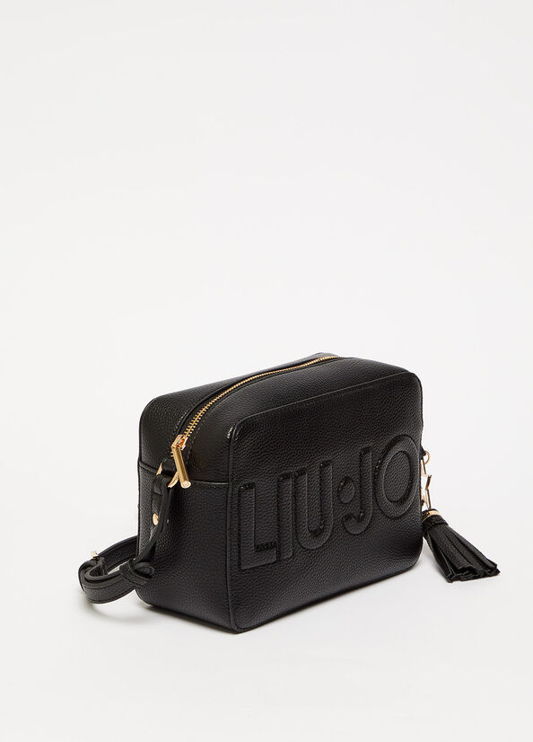 Women's Liu Jo Crossbody With Maxi Logo Crossbody Bags Black | KTY-327156