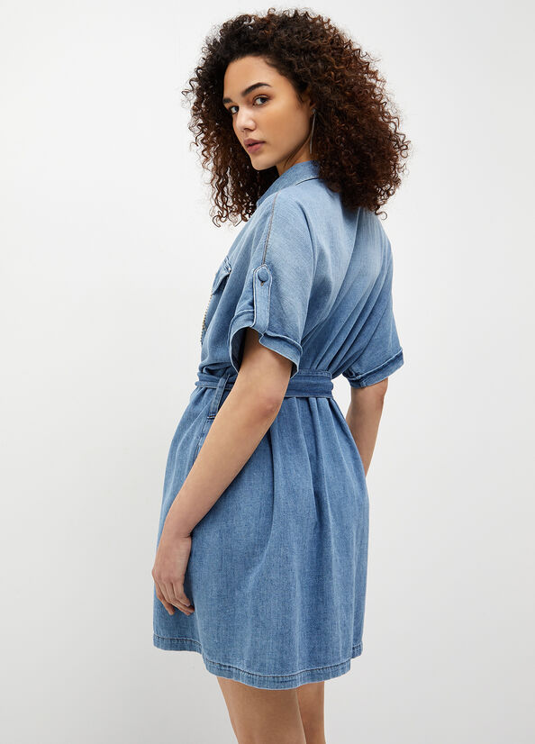 Women's Liu Jo Denim Dress Light Blue | DIK-265341