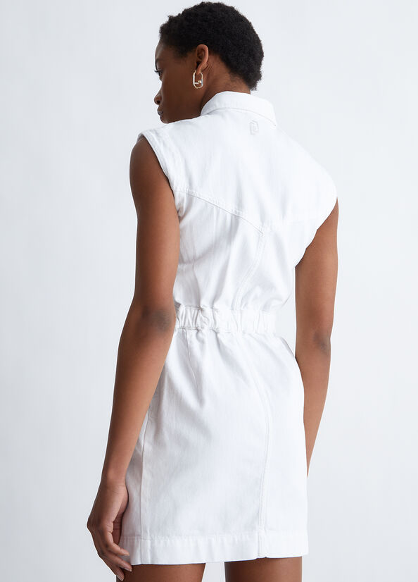 Women's Liu Jo Denim Dress White Blue | TRL-413950