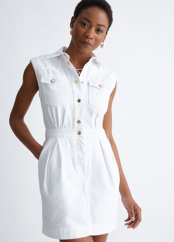 Women\'s Liu Jo Denim Dress White Blue | TRL-413950