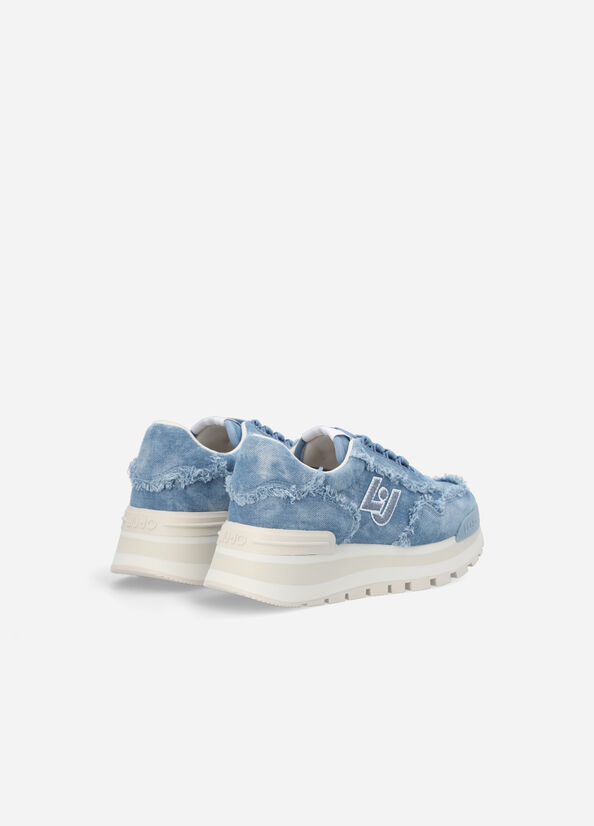 Women's Liu Jo Denim Platform Sneakers Blue | UVG-436987